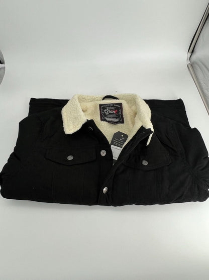 Men's Sherpa Faux Shearling Heavyweight Work Jacket BLACK  L