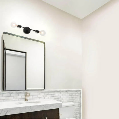 2-Light Black Bathroom Vanity Wall Sconce with LED Bulbs XB-W1234-2-MB-G30