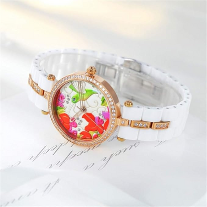 Ladies Watch High-end Ceramic Embossed Background Diamond #W50352L.02A