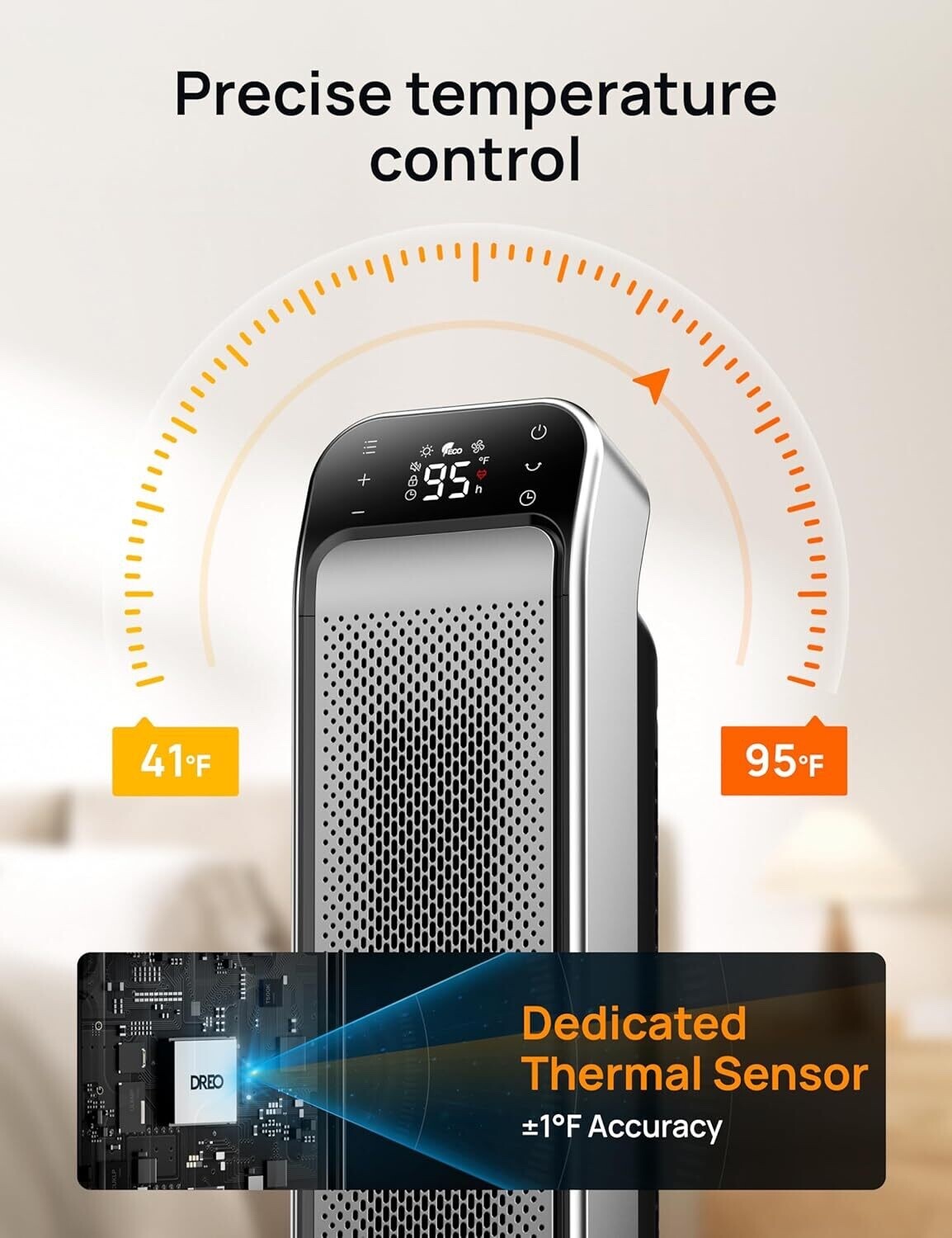 used-Fast Portable Room Heater with Remote and Thermostat, 3 Modes, Overheating