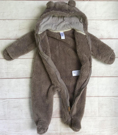 Carter's Baby Boy Brown Teddy Bear Romper Size 6 Months Plush Snowsuit Costume