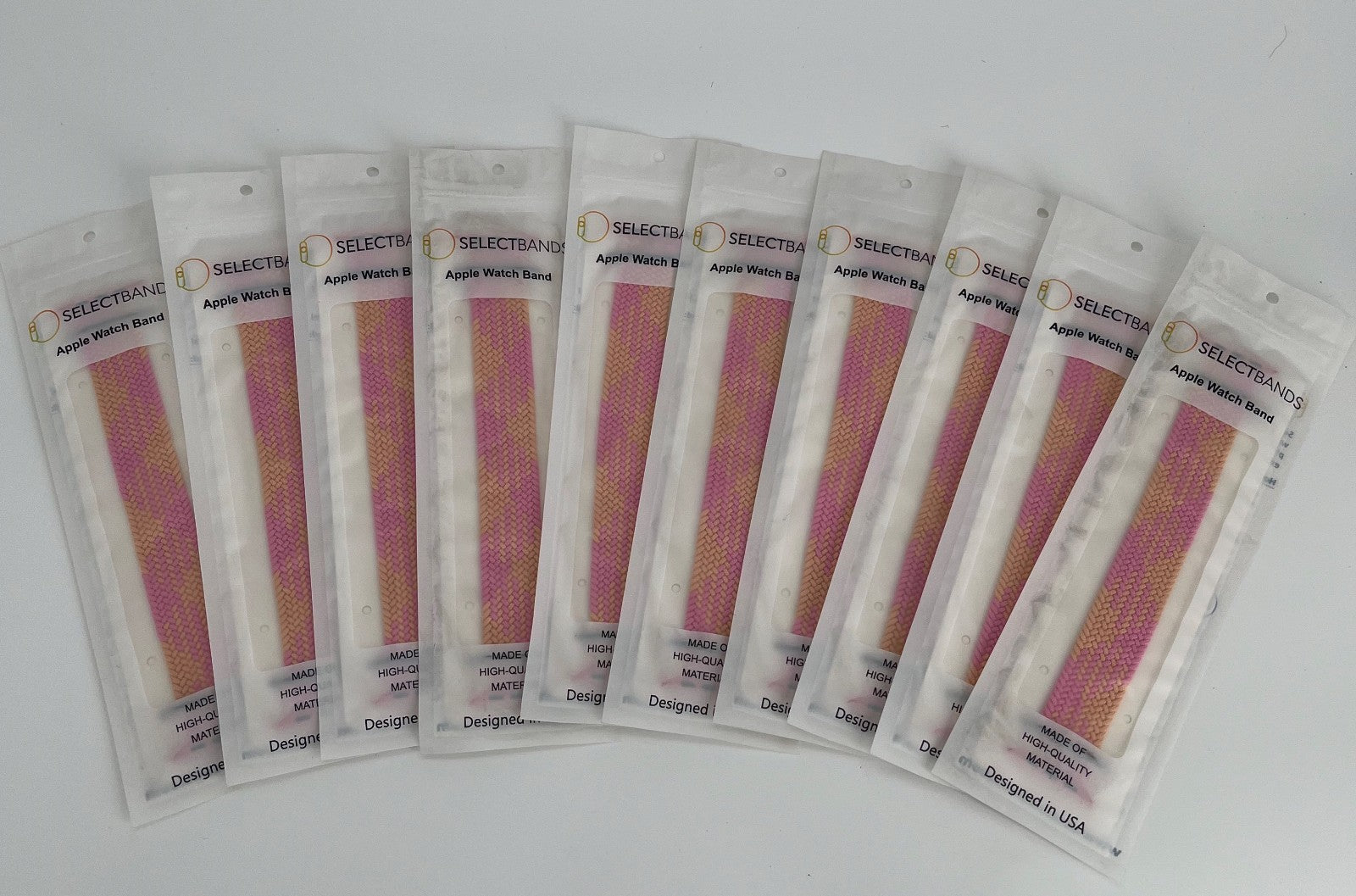 10-Pack  L  Champagne  Solid Loop Apple Watch Bands 0.8 x 6.5Inch , Fits 38mm/40