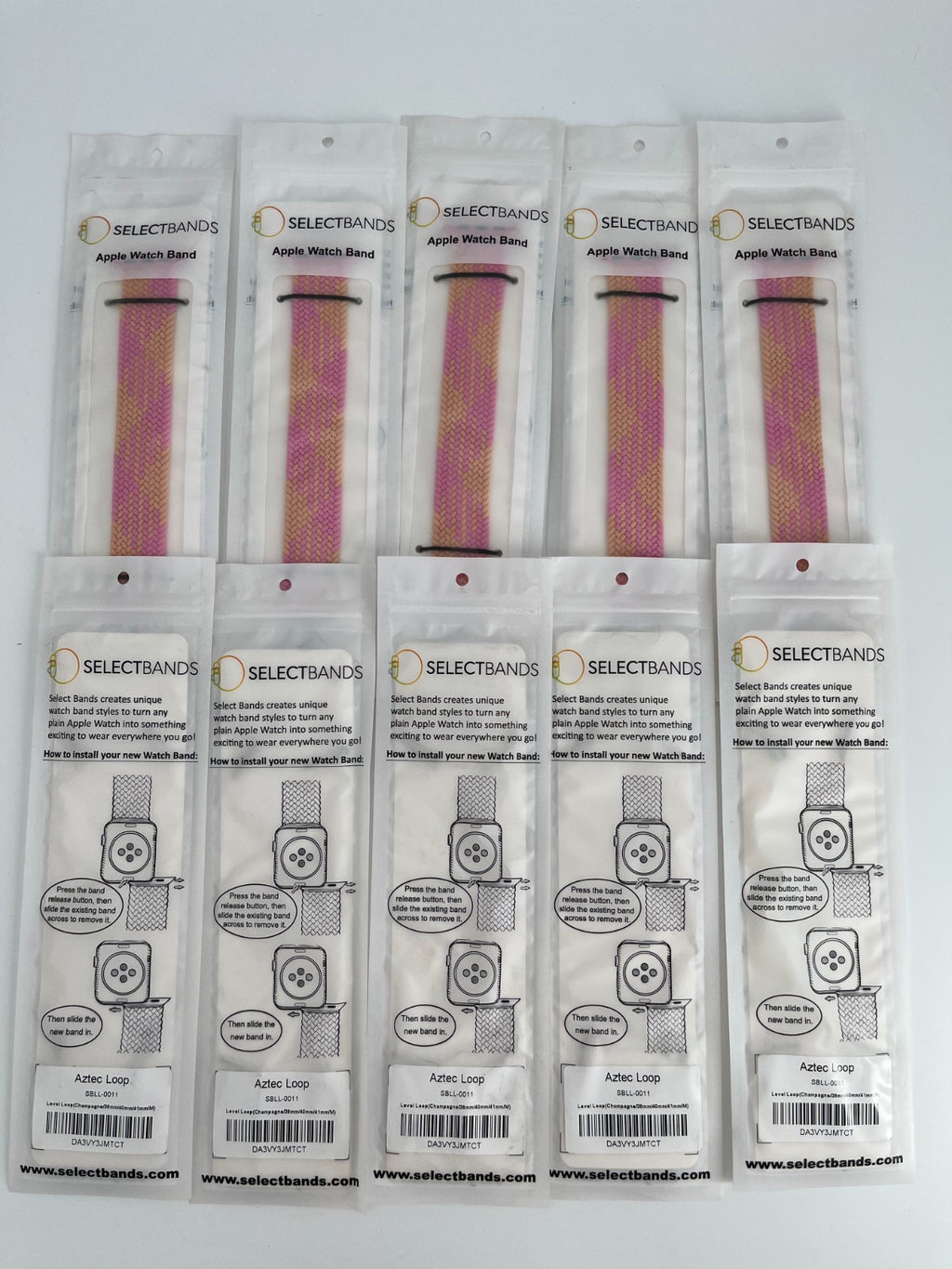 10-Pack  M Champagne  Solid Loop  Watch Bands 0.8 x 6Inch , Fits 38mm/40mm/41mm