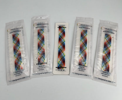 5- Pack L  Color Burst Rainbow Loop Watch Bands 0.8 x 6.7 Inch  Fits