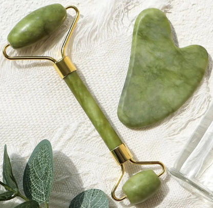 Jade Roller and Gua Sha Set - Guasha Tool for Face - Skin Care Gift Set