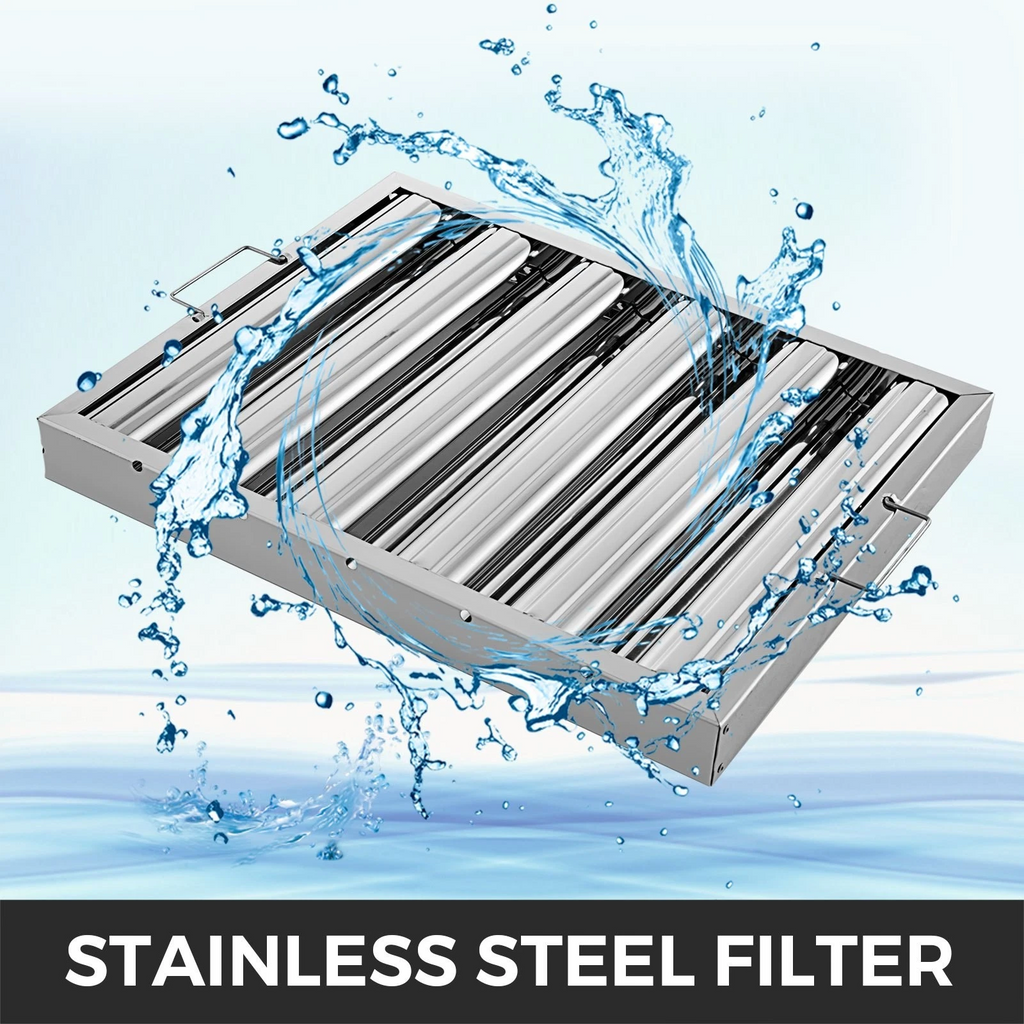 Pack of 6 Hood Filters 19.5W x 15.5H Inch, 430 Stainless Steel 5 Grooves