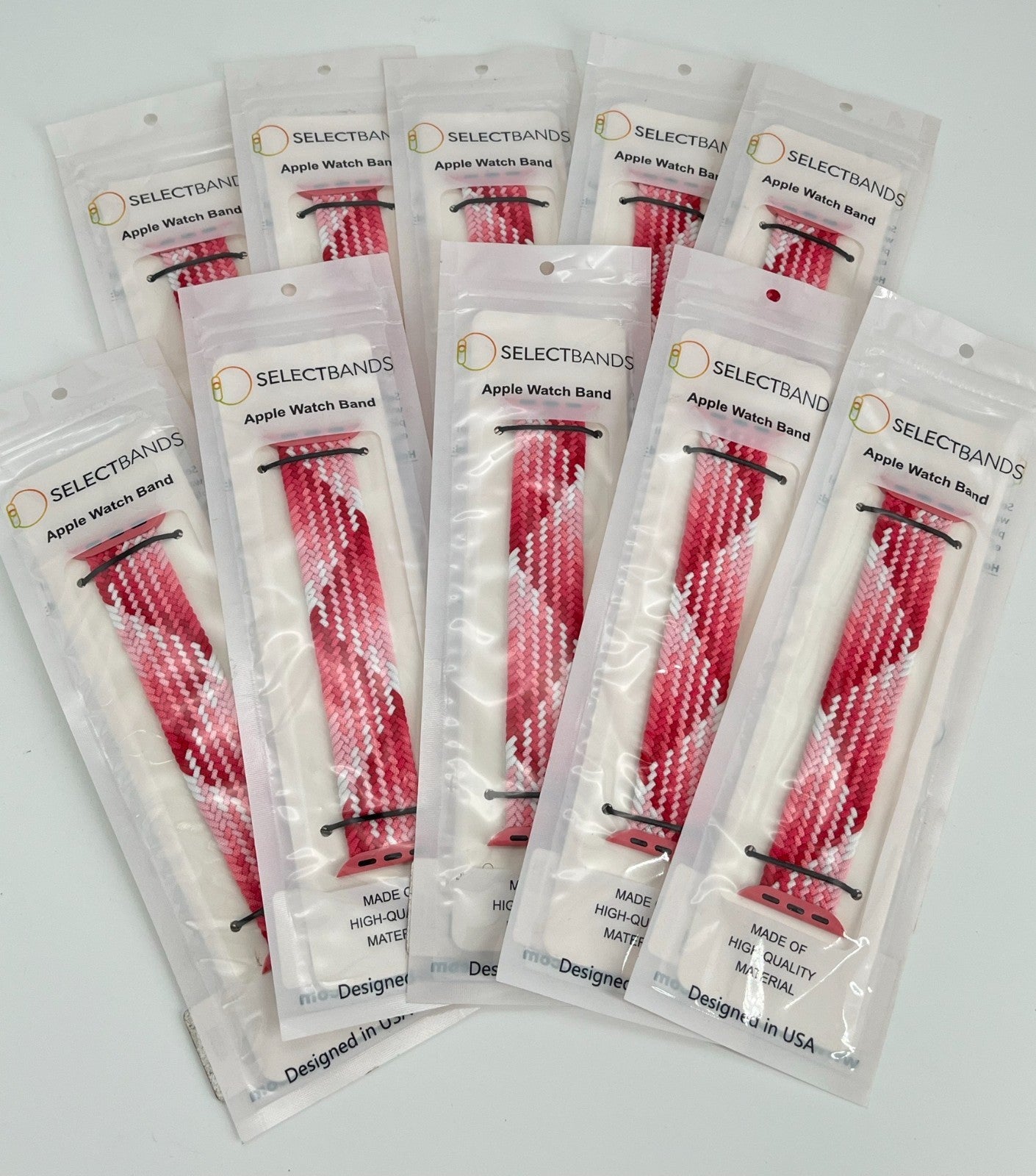 10-Pack XS  Pink  Loop Watch Bands 0.8 x 5.2Inch , Fits 38mm/40mm/41mm  Case