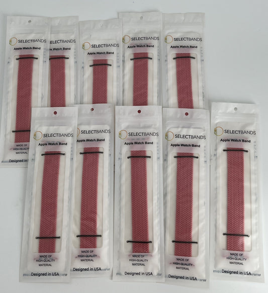 10-Pack  S  Pink Solid Loop Apple Watch Bands, 0.8 x 6.2Inch, Fits 42mm/44mm/45m