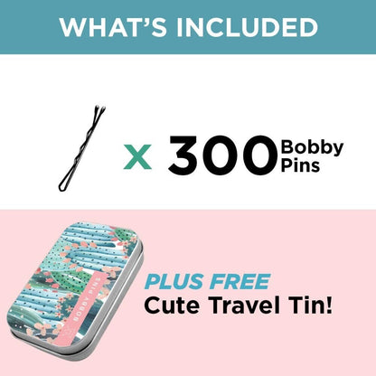 HAWWWY Premium 300 PCS Brown Bobby Pins with Cute Case for All Hair Types