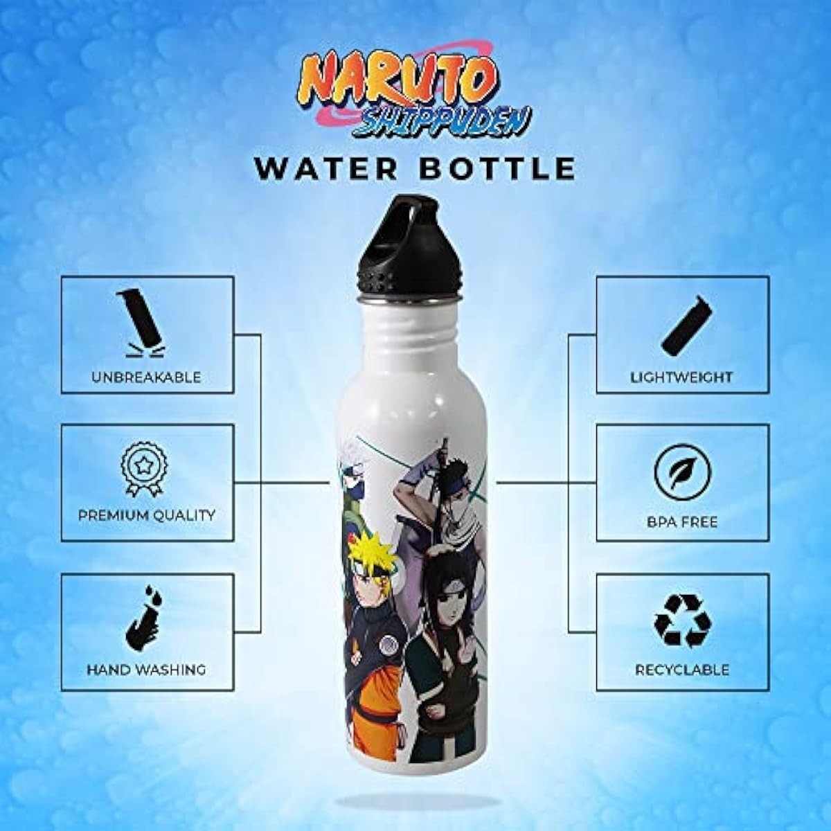 Naruto Shippuden 25oz Stainless Steel Water Bottle