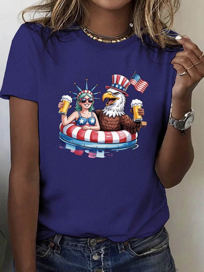 4th Of July Lady Liberty Bald Eagle Pool Float For Adult Size S-XL T-Shirt