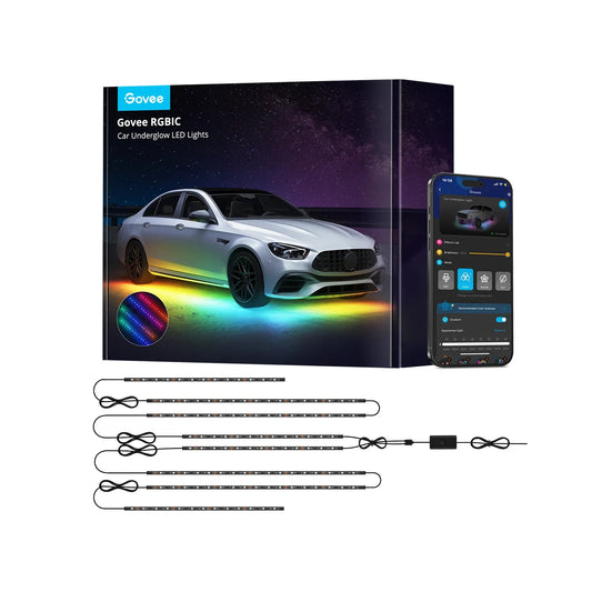 H6185-Car Interior LED Strip Lights – 4PCS (2×47.2in + 2×35.4in), 12V,