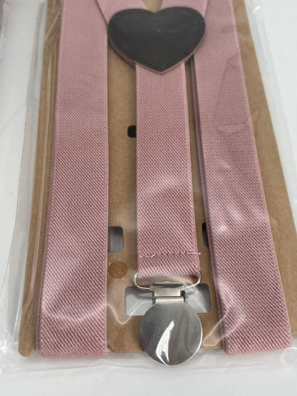 2pcs Pink Suspenders & Bow Tie Set – Adjustable
