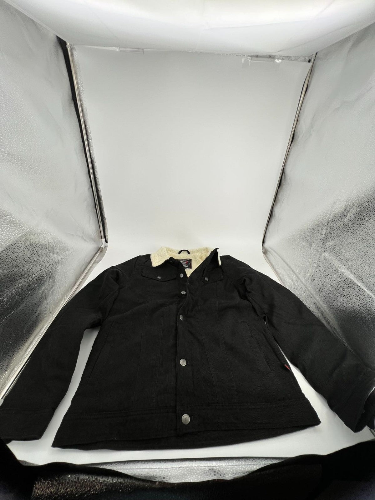 Men's Sherpa Faux Shearling Heavyweight Work Jacket BLACK  M