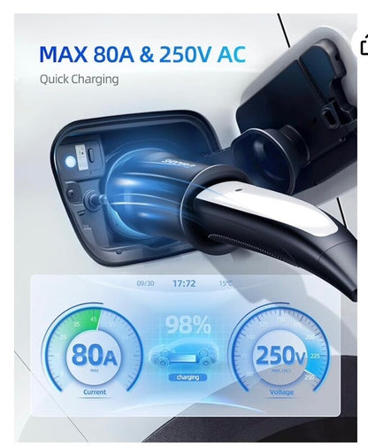 A6 Tesla to J1772 Adapter, 80A 250V Max-Compact and Lightweight J1772 EVs Adapte