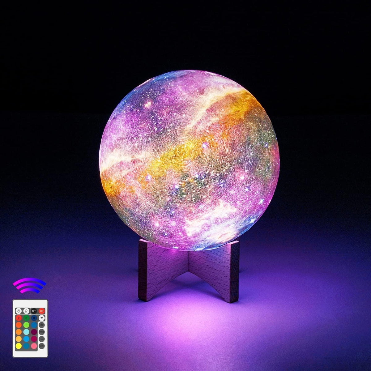 LED  5.9” 16-Color Galaxy Moon Lamp with Stand & Remote