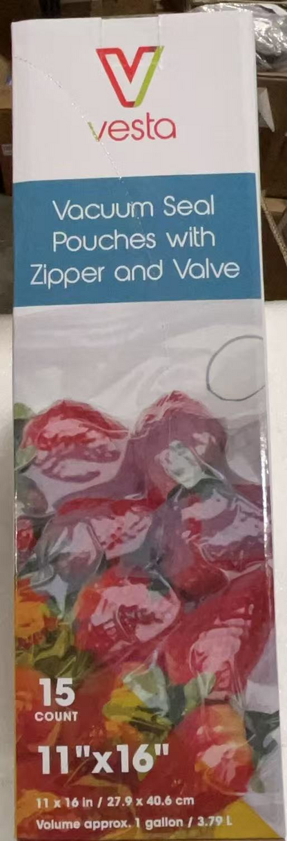 Reusable Handheld Sealer Pouches,  Size 11"x16" ,15Count/Pick.