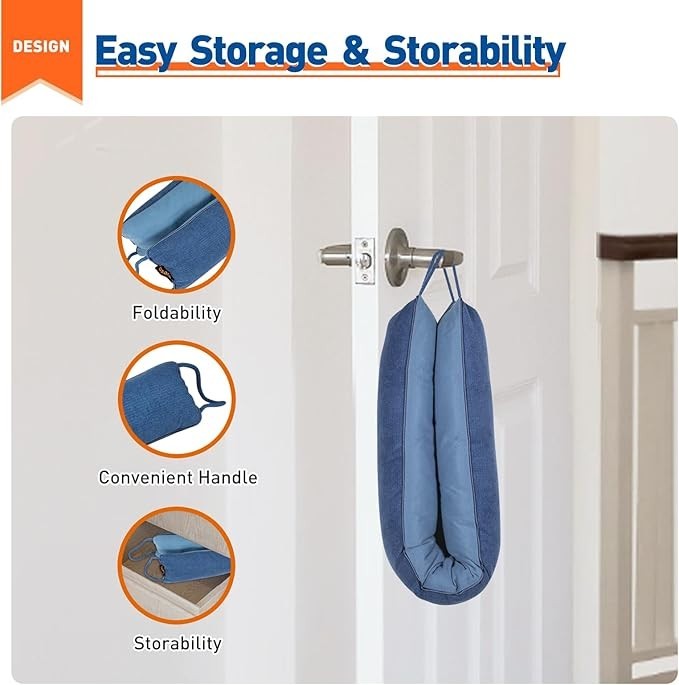 34in×4in  Under Door Draft Stopper-Weighted Noise&Wind Blocker ,Blue