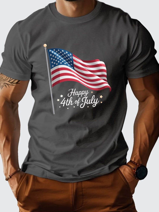 4th Of July Waving American Flag Festive Scene For Adult Size S-XL T-Shirt