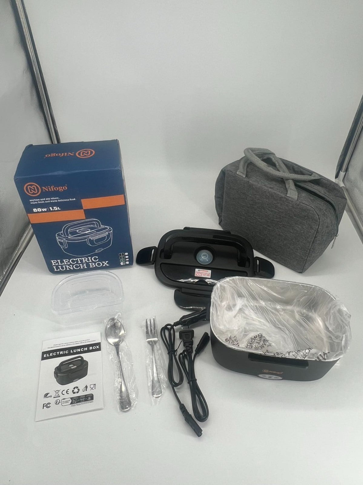 Nifogo Electric Lunch Box 1.5L Steel Container 80 W