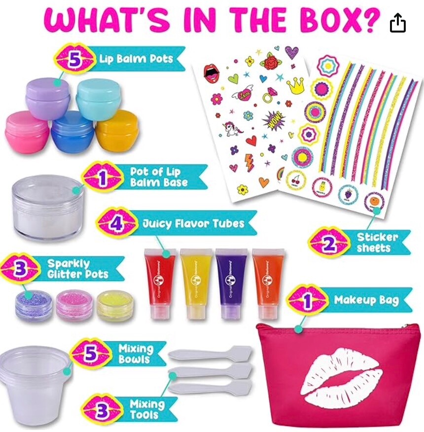 Original Stationery Make Your Own Lip Balm Lab, 24-Piece Lip Gloss Making Kit fo