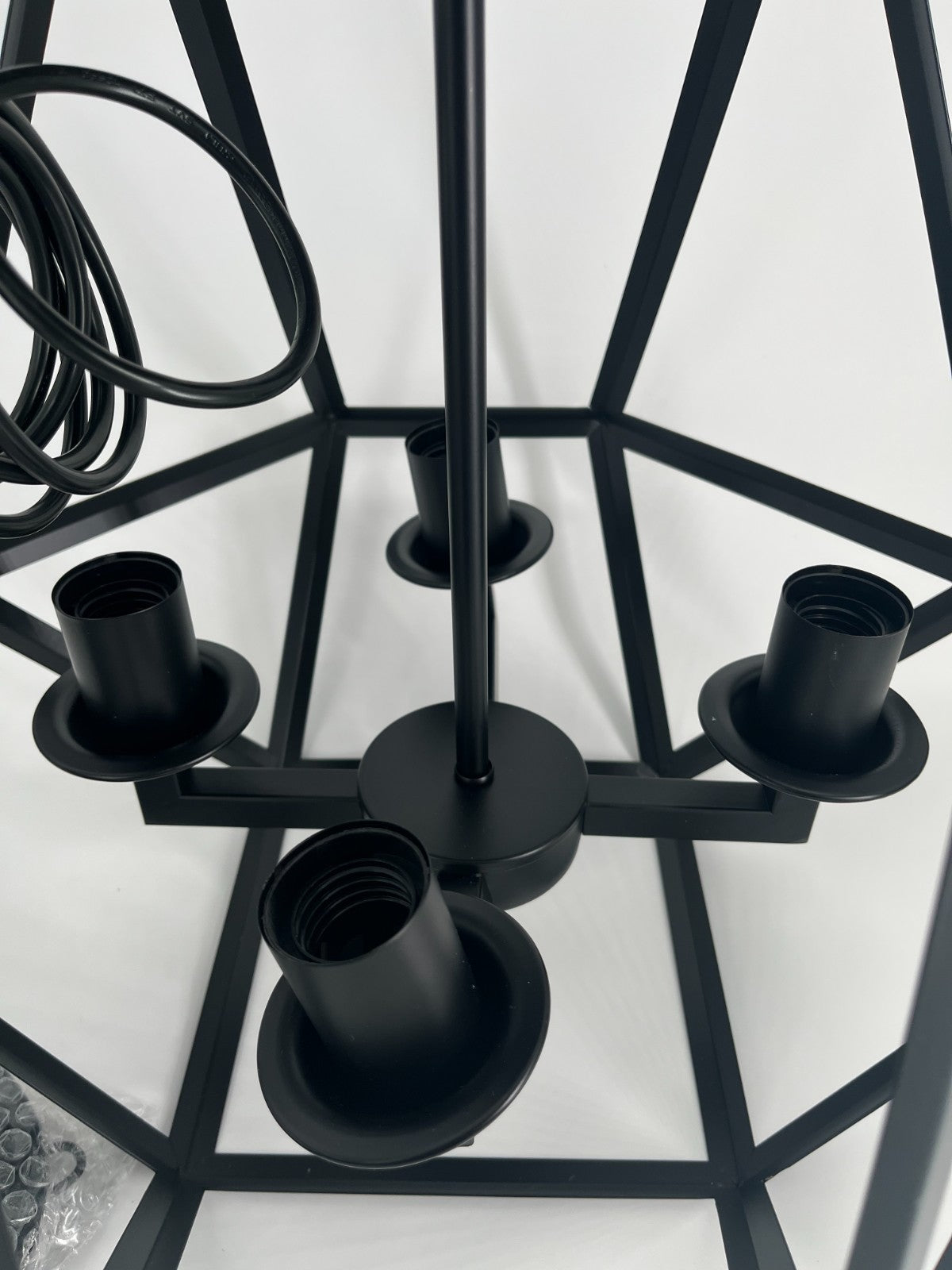 Modern Industrial Black 4-Light Ceiling Pendant, 70” Cord, 17”H x 16.3”W Fixture