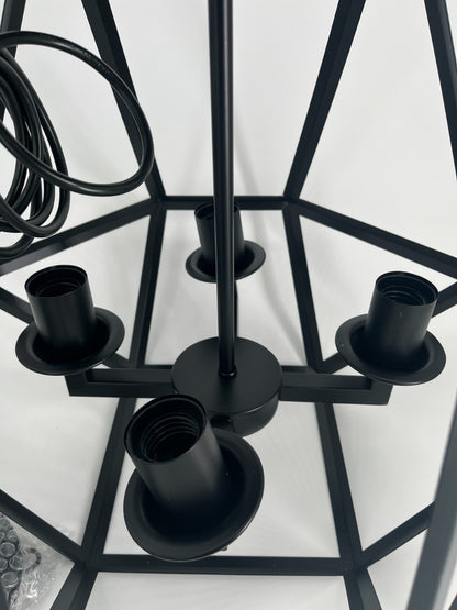 Modern Industrial Black 4-Light Ceiling Pendant, 70” Cord, 17”H x 16.3”W Fixture