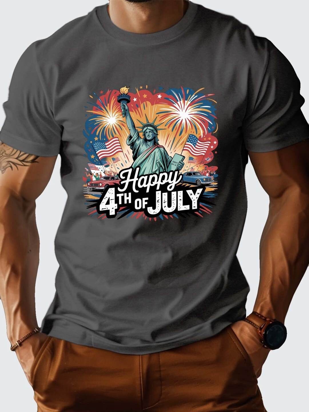 4th Of July Statue Of Liberty Patriotic Parade Size S-2XL T-Shirt