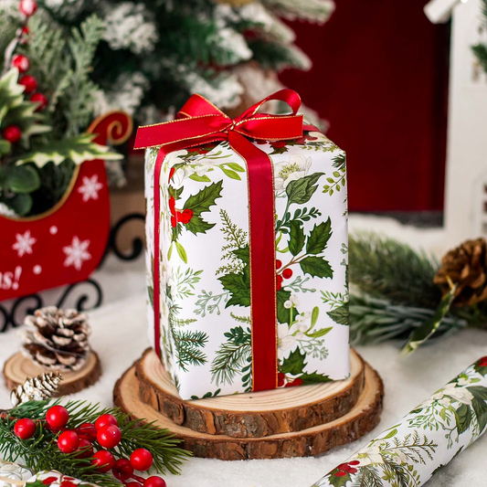 Christmas Wrapping Paper Roll - Watercolor Cherries Gift