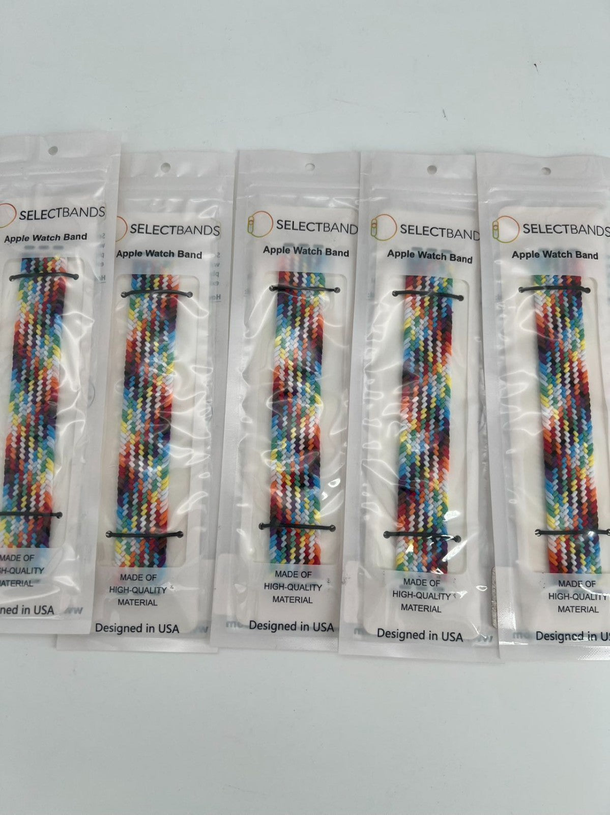 5- Pack S Color Burst  Loop Watch Bands 0.8 x 6.2 Inch  Fits 42mm/44mm/45mm