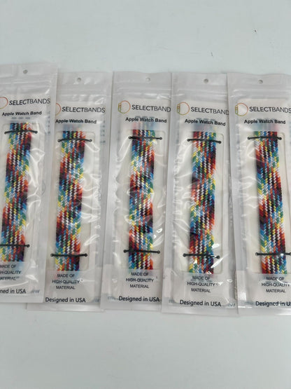 5- Pack S Color Burst  Loop Watch Bands 0.8 x 6.2 Inch  Fits 42mm/44mm/45mm