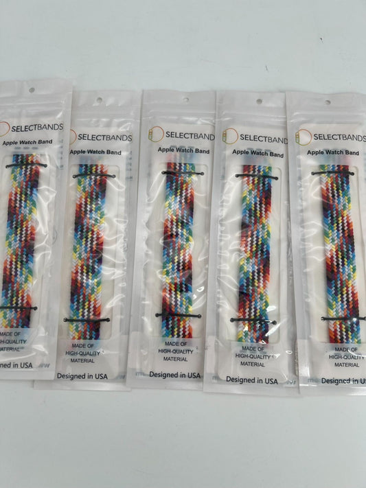 5- Pack S Color Burst  Loop Watch Bands 0.8 x 6.2 Inch  Fits 42mm/44mm/45mm