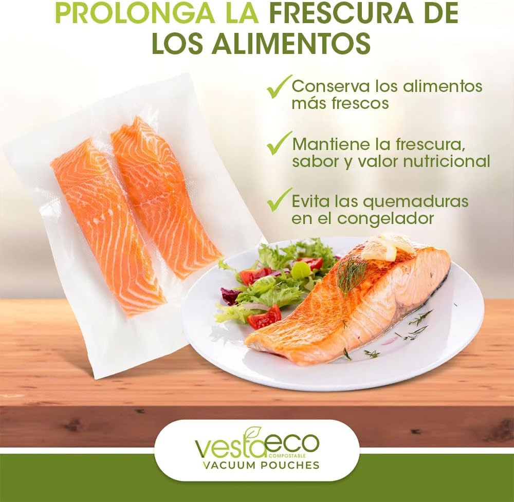 VestaEco Commercially Compostable Vacuum Seal Bags 11 x 16 Inches - 50 Vacuum