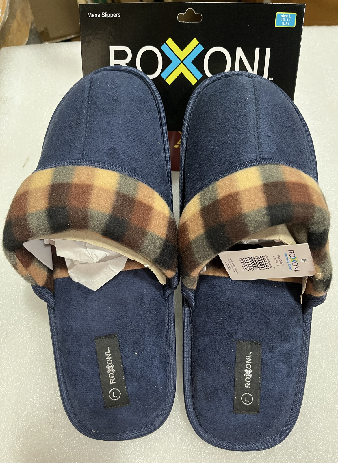 Men's Suede Scuff Slipper ，10-11/Navy