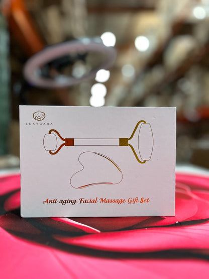 Jade Roller and Gua Sha Set - Guasha Tool for Face - Skin Care Gift Set