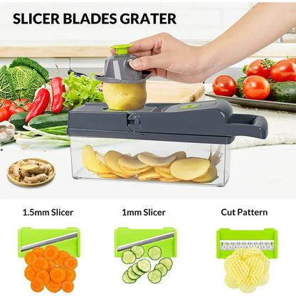 14in1 Vegetable Grater Slicer Dicer Potato Cutter Kitchen Gadget Tools Set.