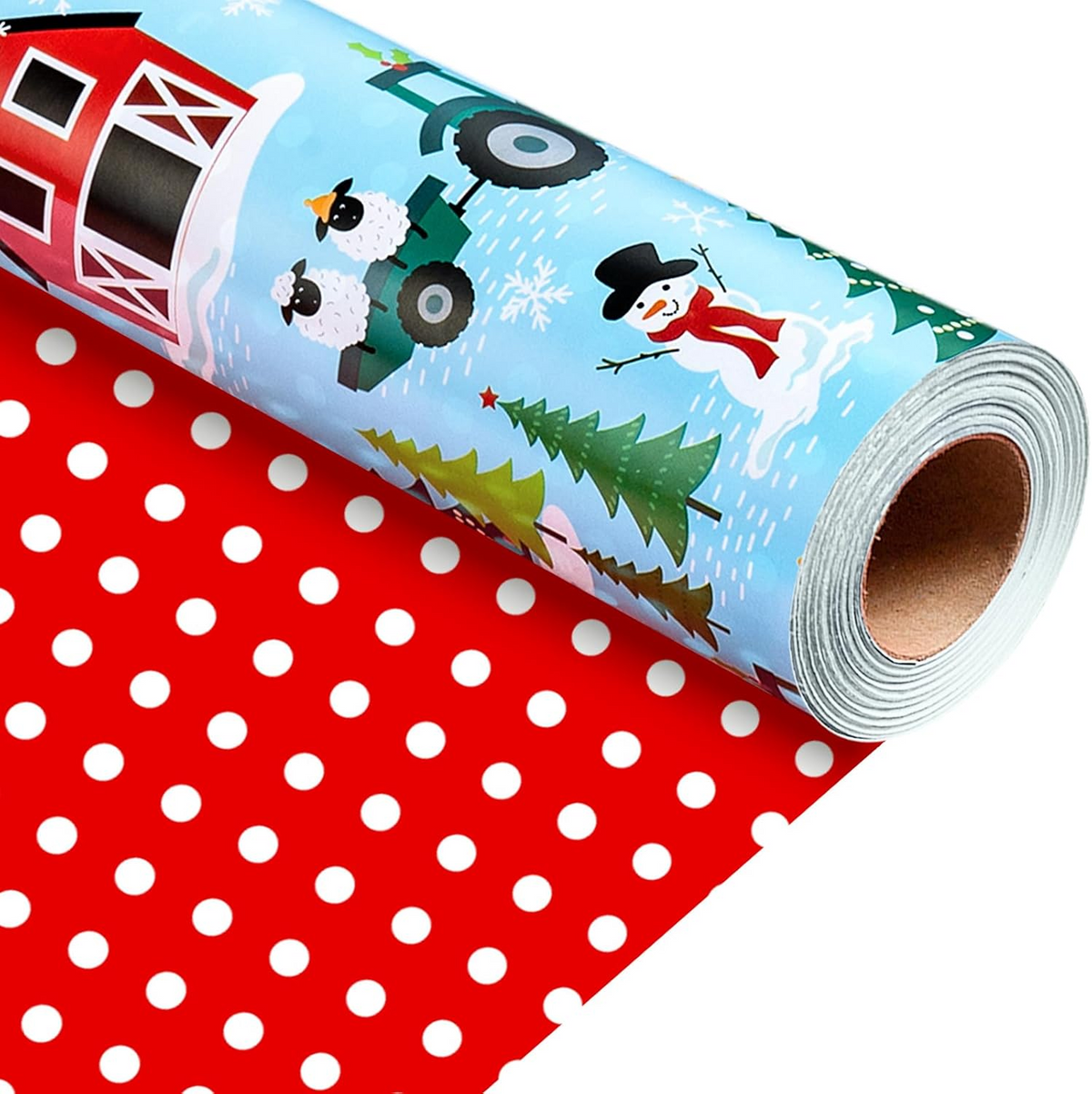 Blue Reversible Christmas Wrapping Paper Roll
