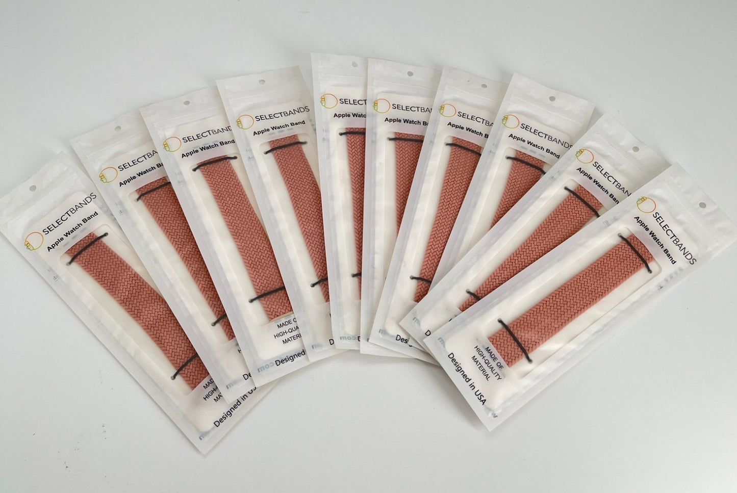 10-Pack M  Champagner  Solid Loop Watch Bands 0.8 x 6 Inch , Fits 38mm/40mm/41mm