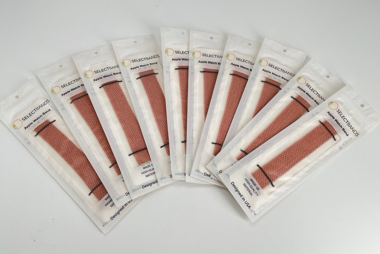 10-Pack M  Champagner  Solid Loop Watch Bands 0.8 x 6 Inch , Fits 38mm/40mm/41mm