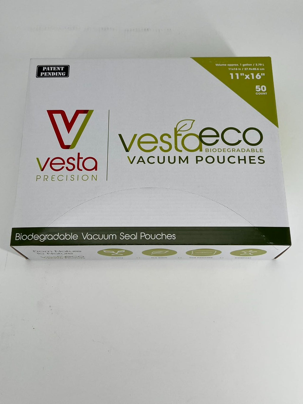VestaEco Commercially Compostable Vacuum Seal Bags 11 x 16 Inches - 50 Vacuum