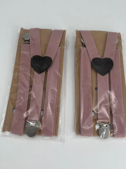 2pcs Pink Suspenders & Bow Tie Set – Adjustable
