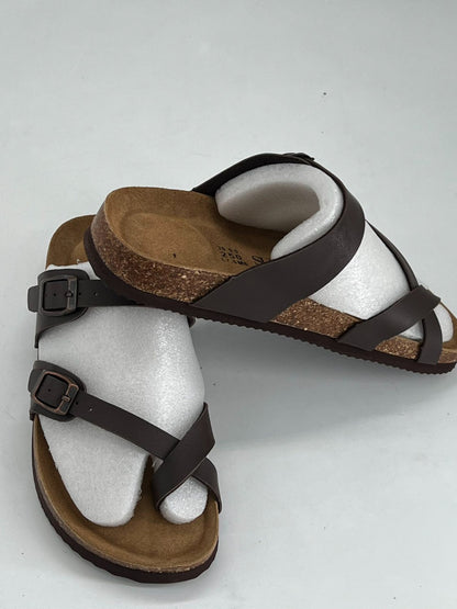 Women's Cork Footbed Sandals Double Adjustable Buckle Slide Sandals Slip On Walk.