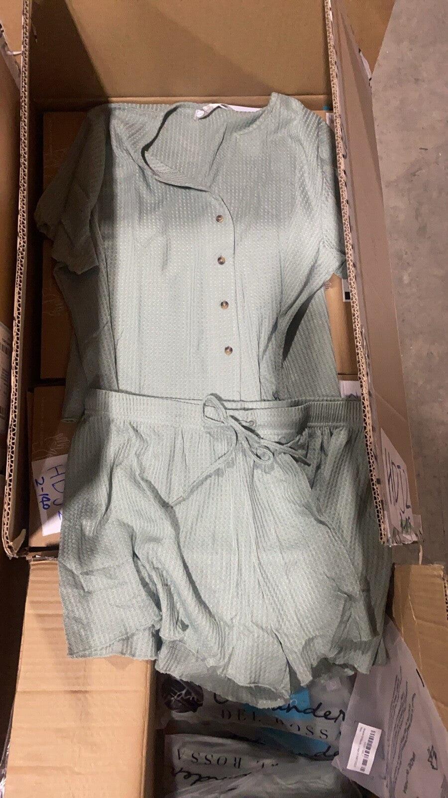 Womens Ribbed Knit Lounge Set Short Sleeve Top and Shorts Sleepwear Pajama Set.