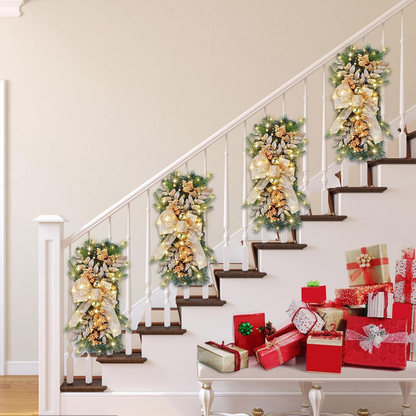Christmas Stair Railing Wall Window Indoor Decor.