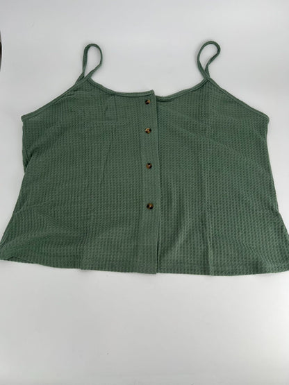 Women's Knit Pajamas Set Sling button top and pajama shorts green Size 2X