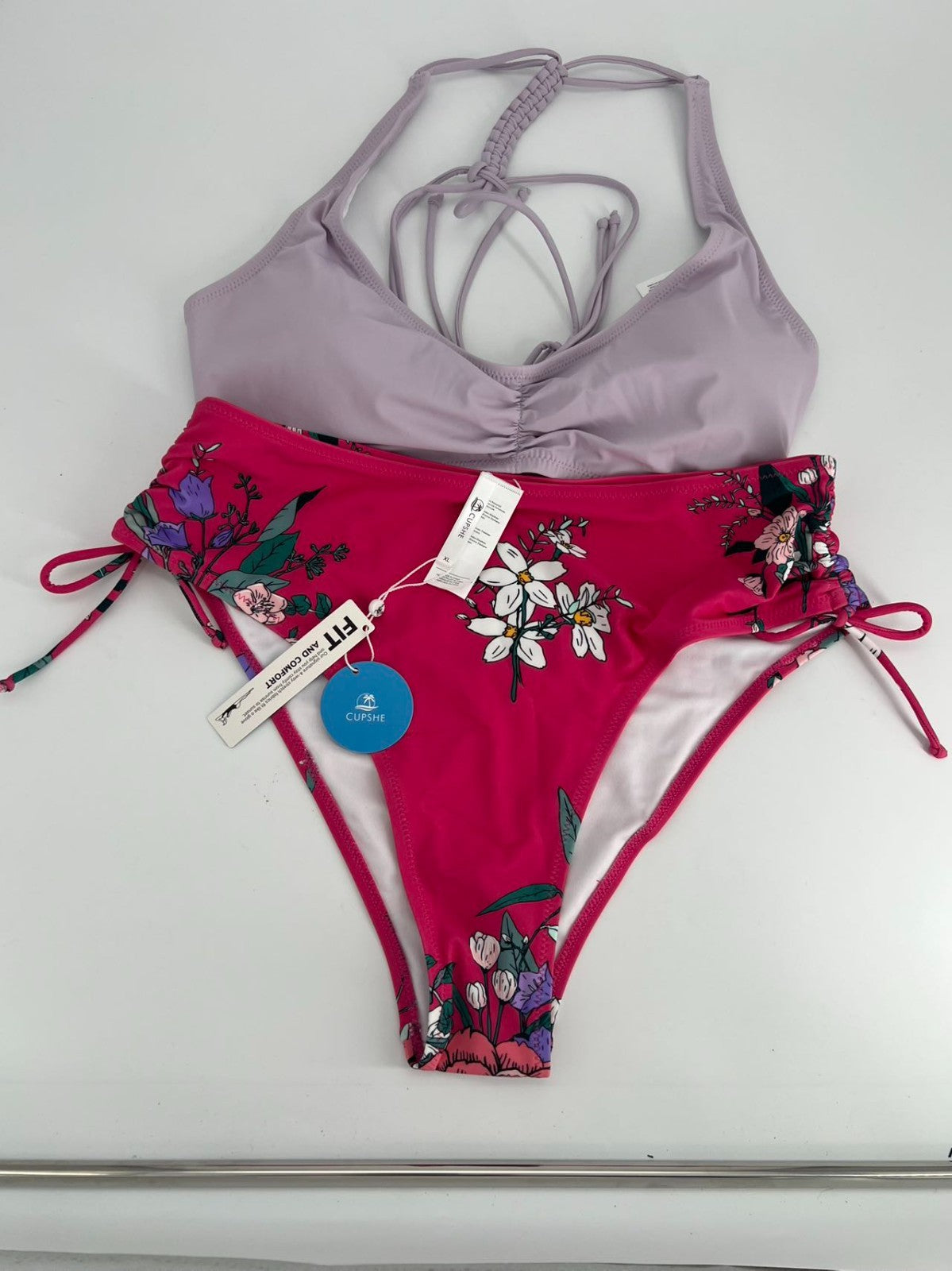 Cupshe Dreamy Gardens Wire Sweetheart High Waist Bikini New Size XL Top, XL
