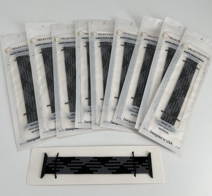 10-Pack S  Black/Grey  Solid Loop  Watch Bands 0.8 x 6.2Inch , Fits 42mm/44mm/45