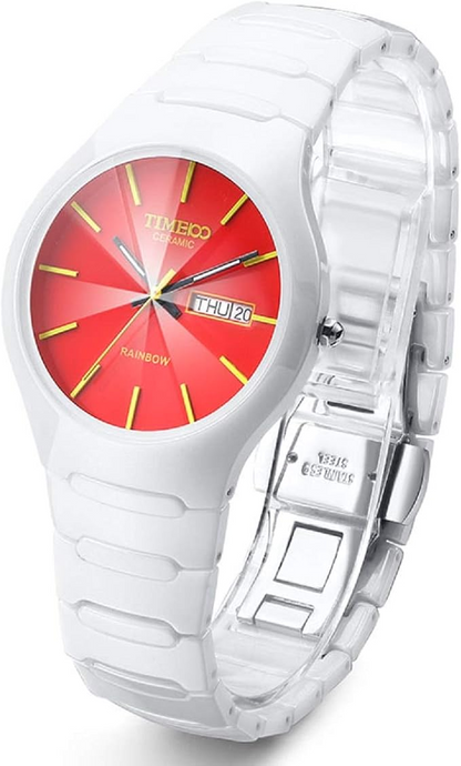 women's and men's quartz watches, ceramic watches with calendar function, quartz