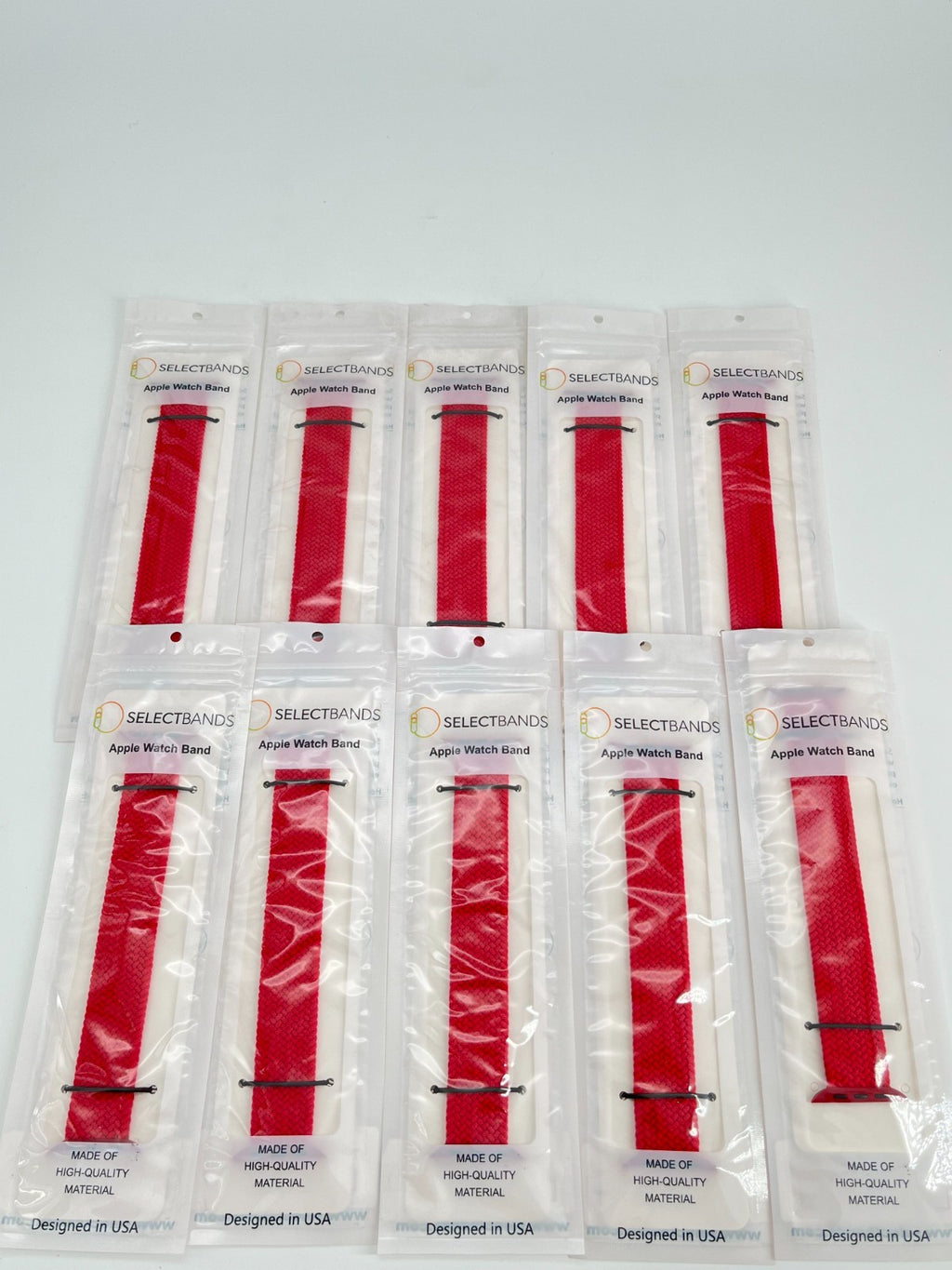 10-Pack  S   Red  Loop Watch Bands 0.8 x 6,2 Inch , Fits 42mm/44mm/45mm