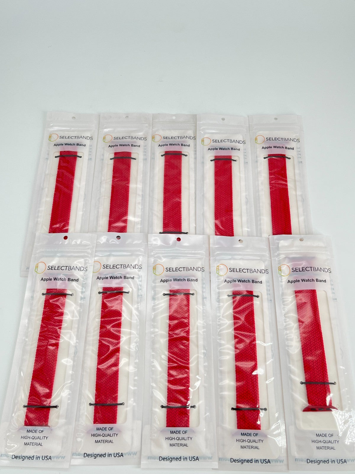 10-Pack  S   Red  Loop Watch Bands 0.8 x 6,2 Inch , Fits 42mm/44mm/45mm